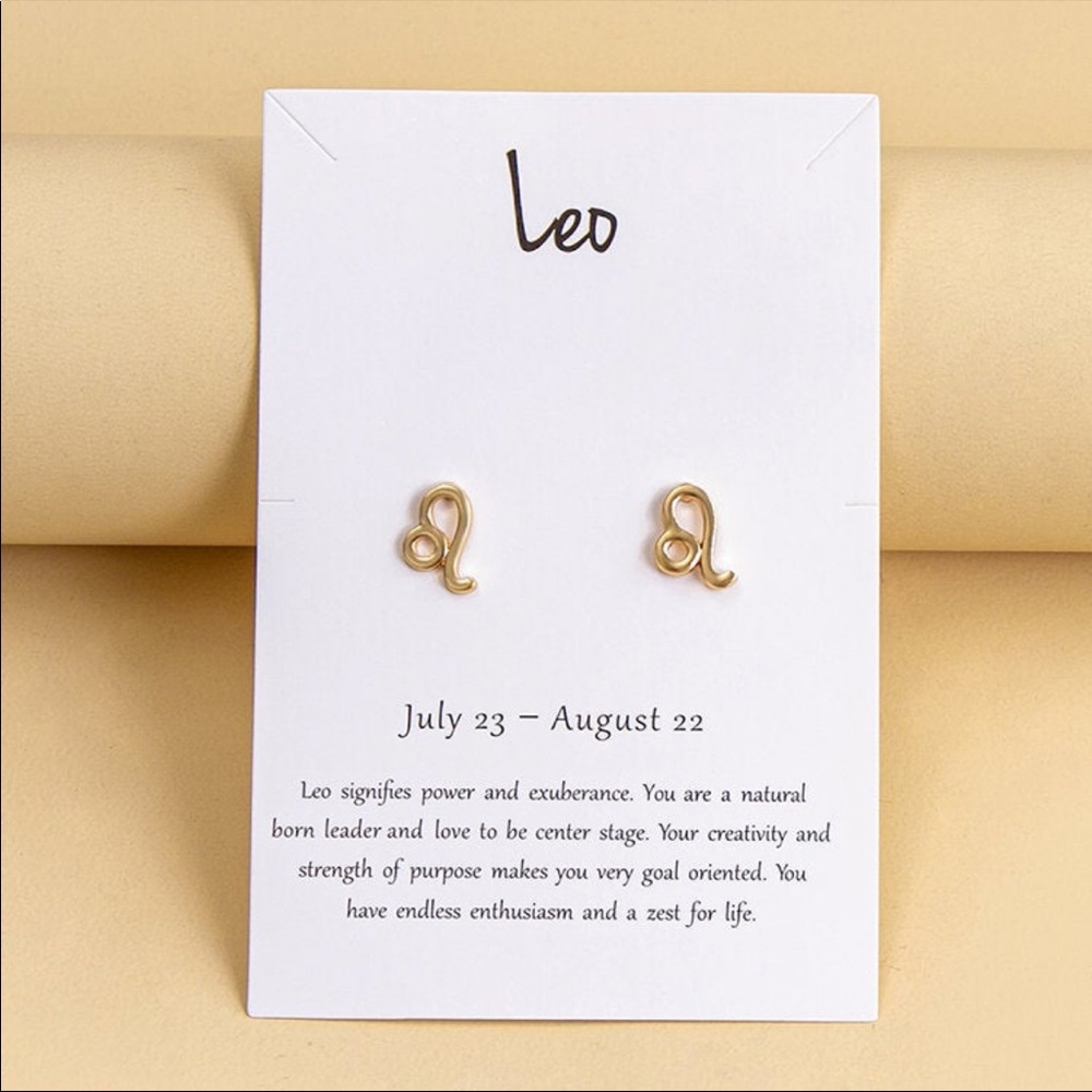 🎉 New Gold Leo Earrings & Card